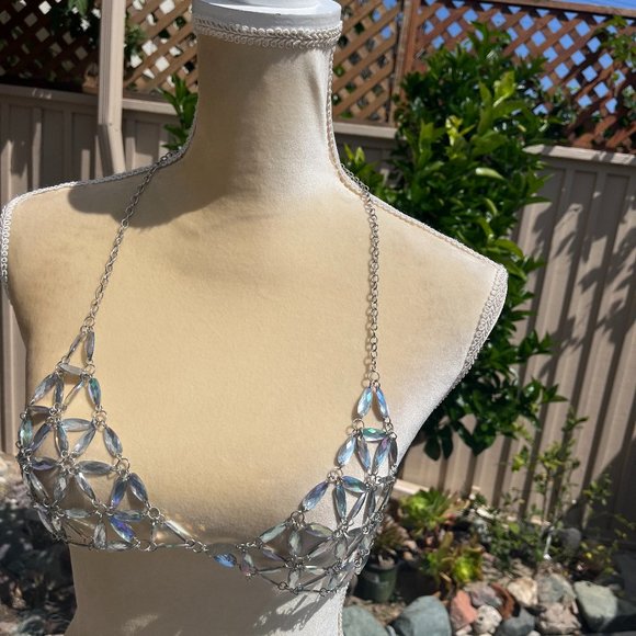 Body Jewelry chain metal and gemstones bra / top - Picture 7 of 9